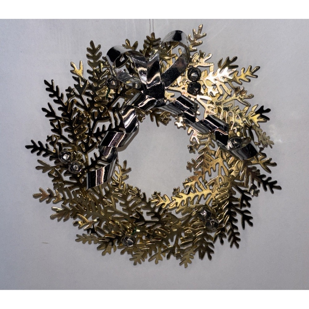 Dept 56 Christmas Gold Plated Wreath #8077-2 Balsam Wreath Ornament Gold Plated
